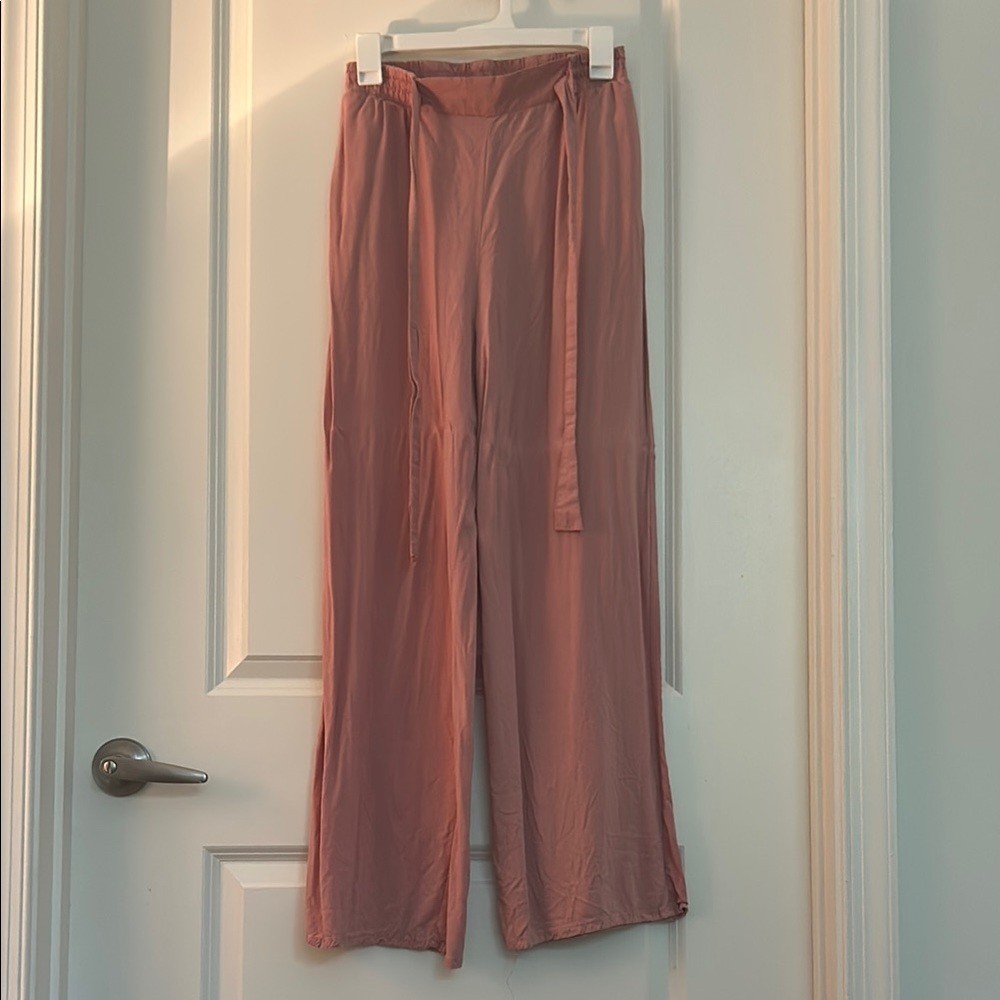 Ambiance Pink Wide Leg Pants with Flowing Silhouette